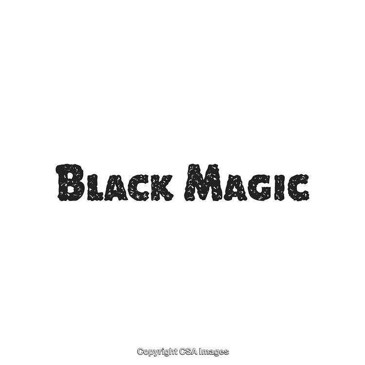 Decorative Graphic Text 'Black Magic' on White Background with Artistic Details