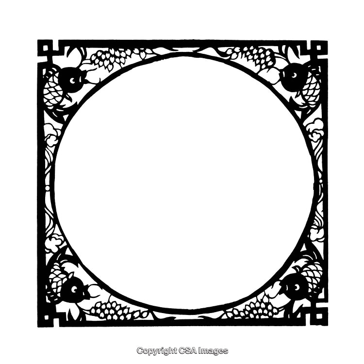 Ornate Black and White Border Design with Intricate Patterns
