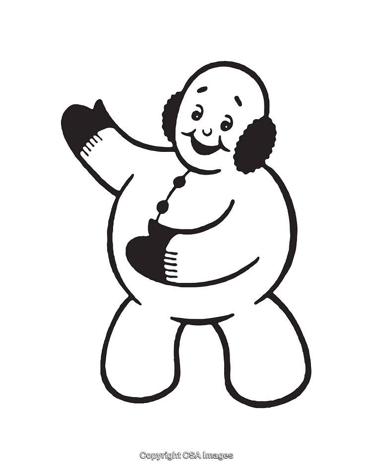 Charming Line Art Illustration of a Smiling Character with Ear Warmers