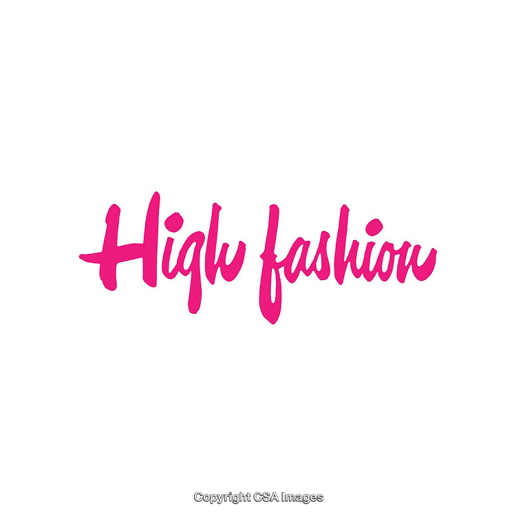 Stylish Pink Script Text of High Fashion on White Background