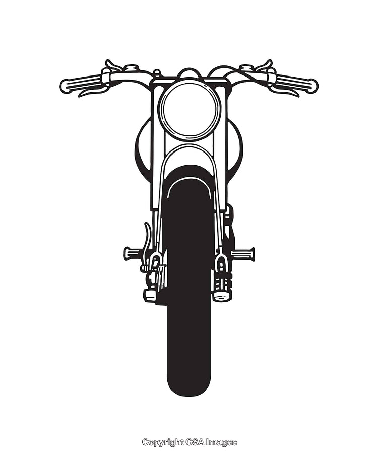 Minimalistic Line Art Illustration of a Classic Motorcycle Front View