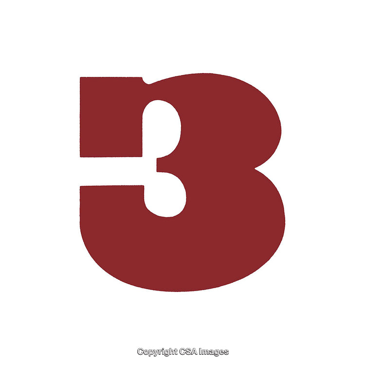 Bold Red Number Three on a Clean White Background
