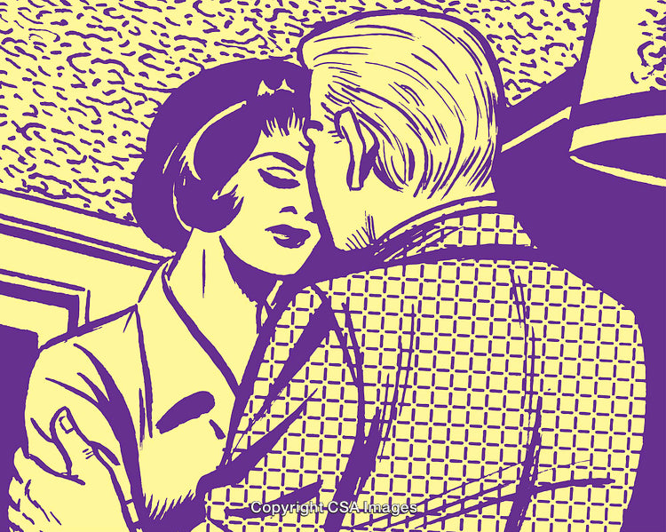 Vintage Style Romantic Embrace Between a Couple in a Loving Scene