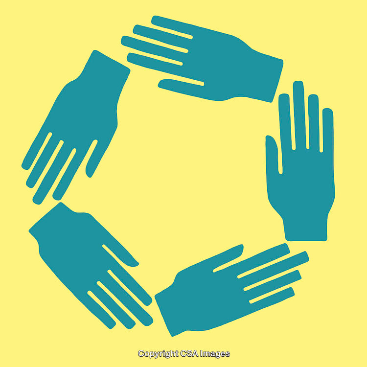 Illustration of Interlocked Hands in Circle Representing Unity and Community