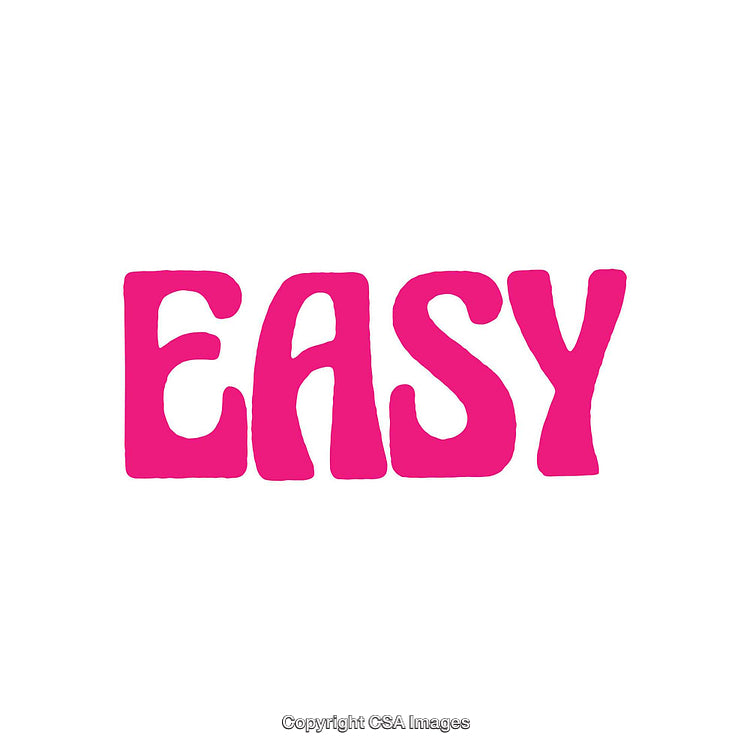 Bold Pink Text Spells Out 'Easy' on a Clean White Background