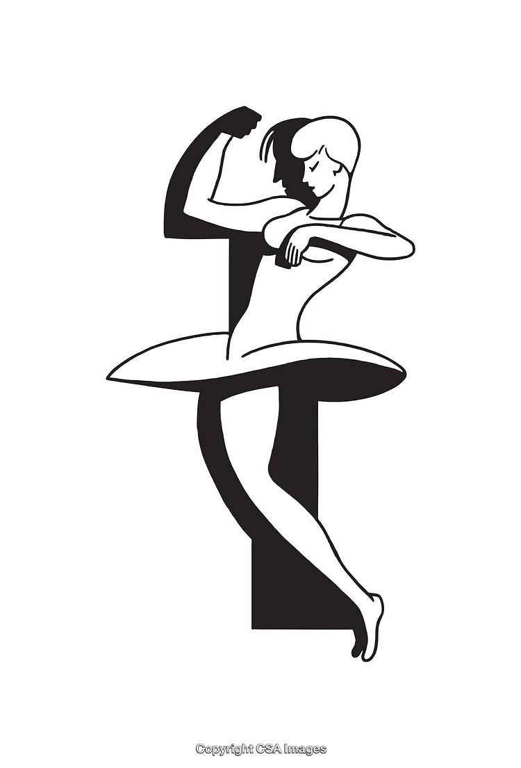 Elegant Black and White Line Art of a Creative Abstract Figure