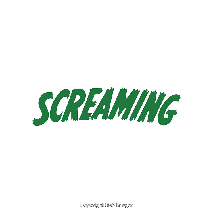 Text Design with "Screaming" in Bold Green Font on White Background