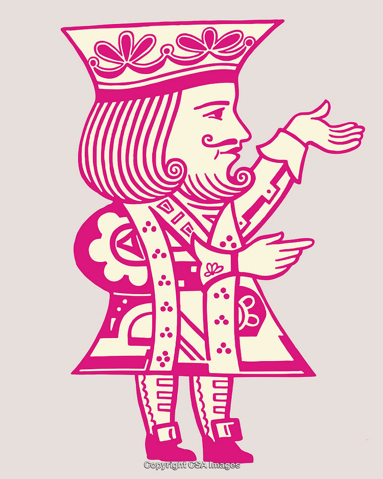 King Card Illustration in Bold Pink Line Art Dessert Hues