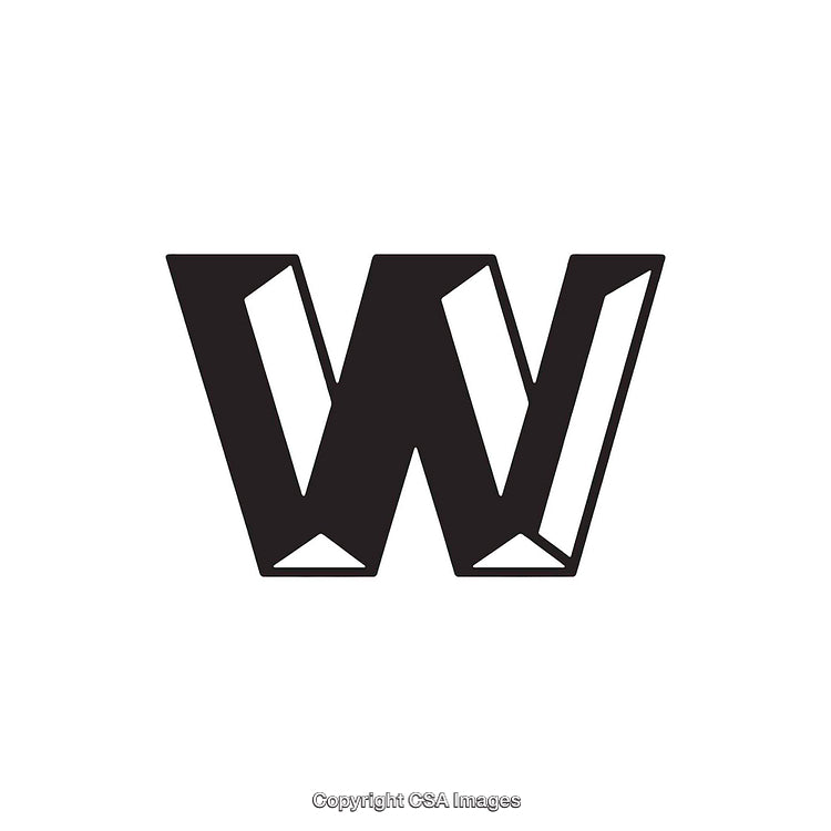 Bold 3D Letter W Design in Black and White Style