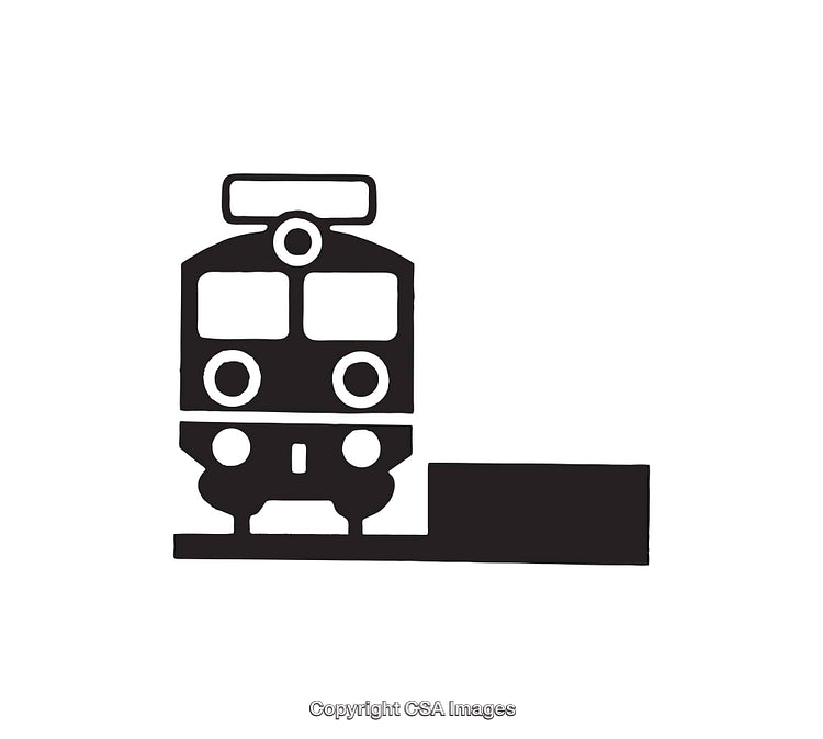 Minimalist Black and White Train Icon with Platform