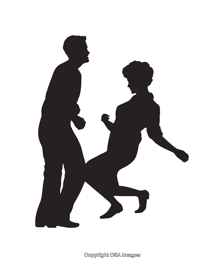 Silhouette of Two Dancing Individuals in Celebration Poses