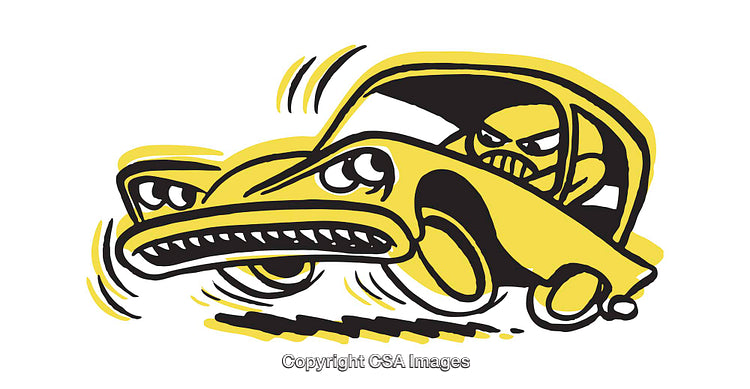 Animated Yellow Car with Angry Expressions and Dynamic Motion Lines