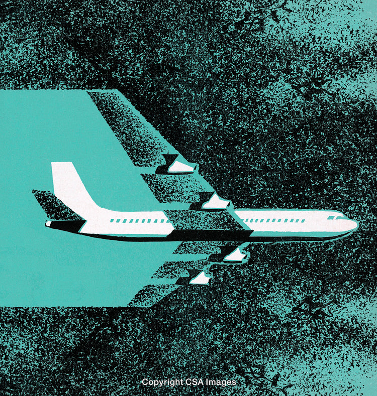 Surreal Artistic Representation of an Airplane in Motion with Abstract Textures