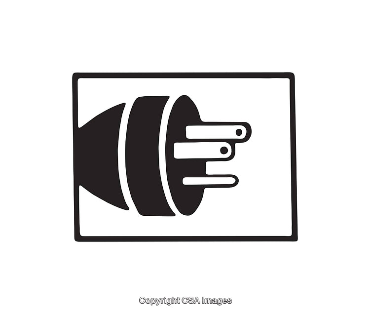 Black And White Icon of an Electrical Plug in Minimalist Design