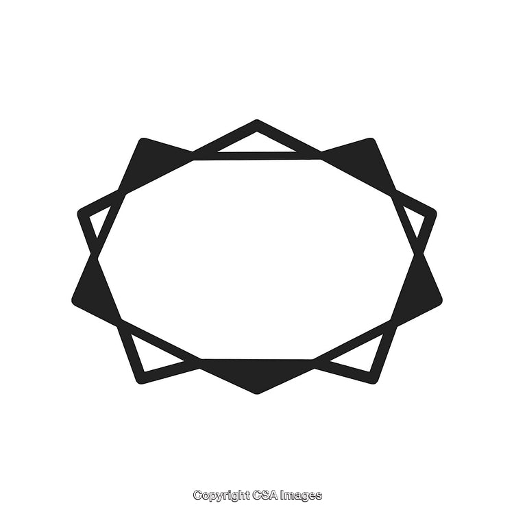 Geometric Black and White Border with Polygonal Design