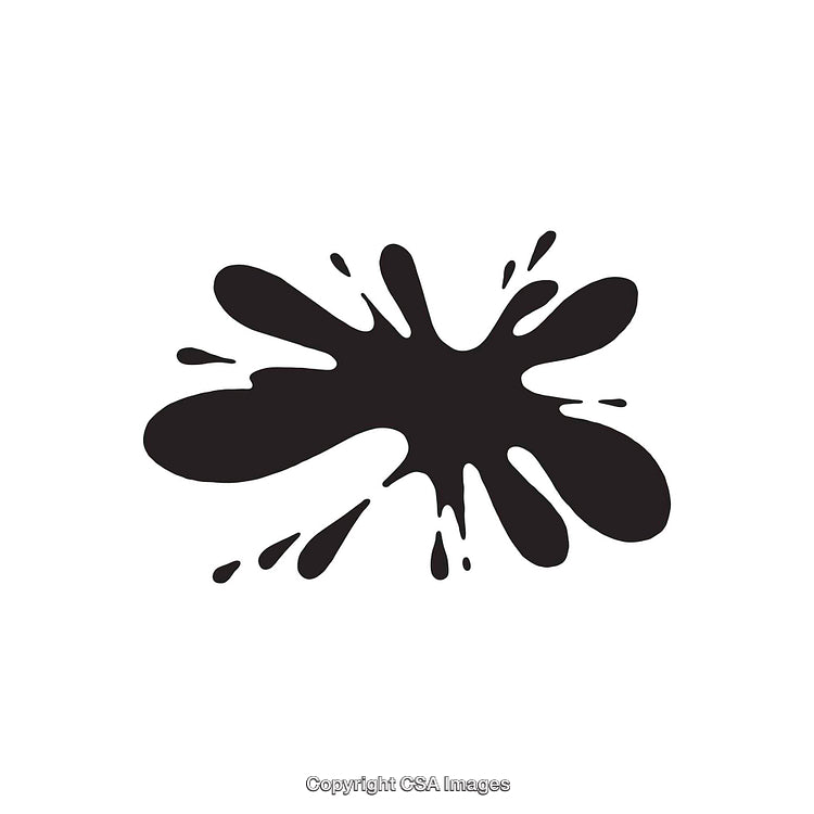 Abstract Black Splatter Shape on White Background