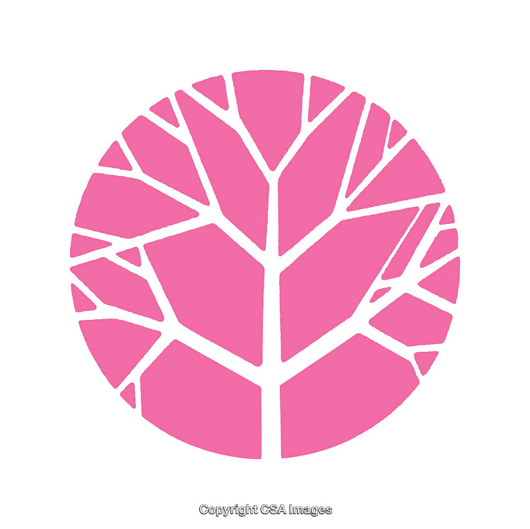 Abstract Pink Tree Icon in a Circle Design on White Background