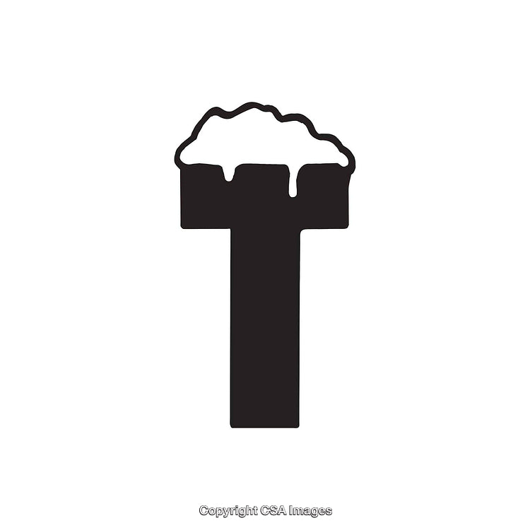 Creative Glyph of the Letter T With Snow Top Design