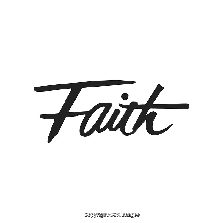 Elegant Calligraphy Displaying the Word Faith in Black on White Background