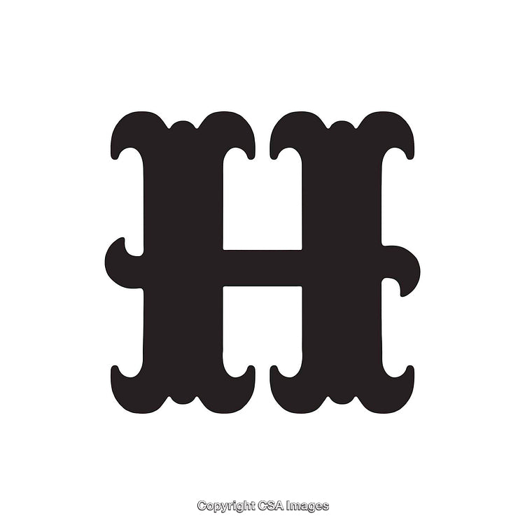 Vintage Black Letter H With Decorative Serif Details In Bold Design