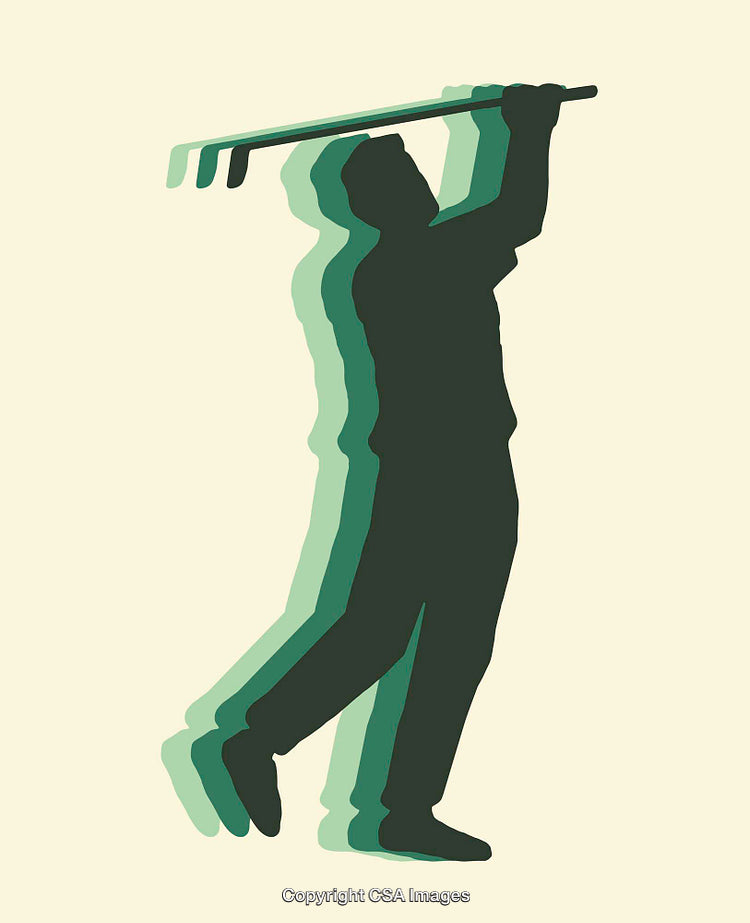 Stylized Graphic of a Golfer in Motion with Swing Effect