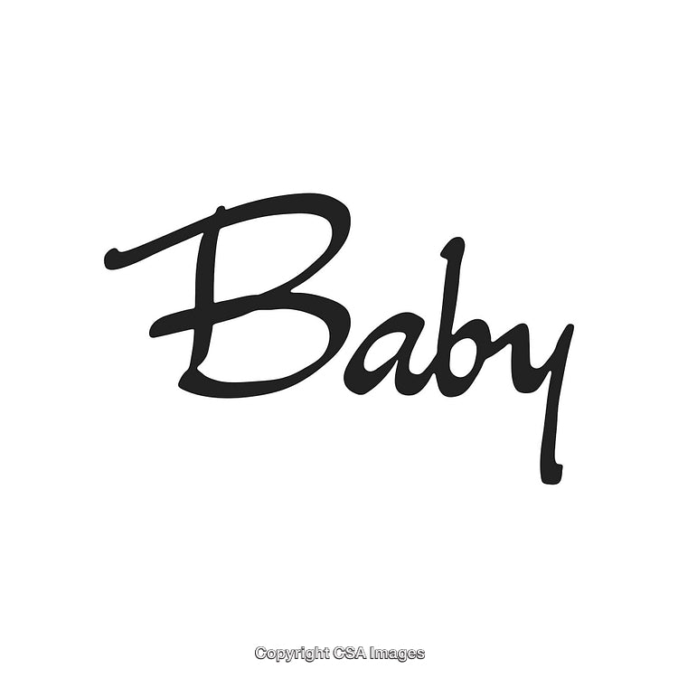 Handwritten Stylish Calligraphy of the Word Baby in Bold Black Text