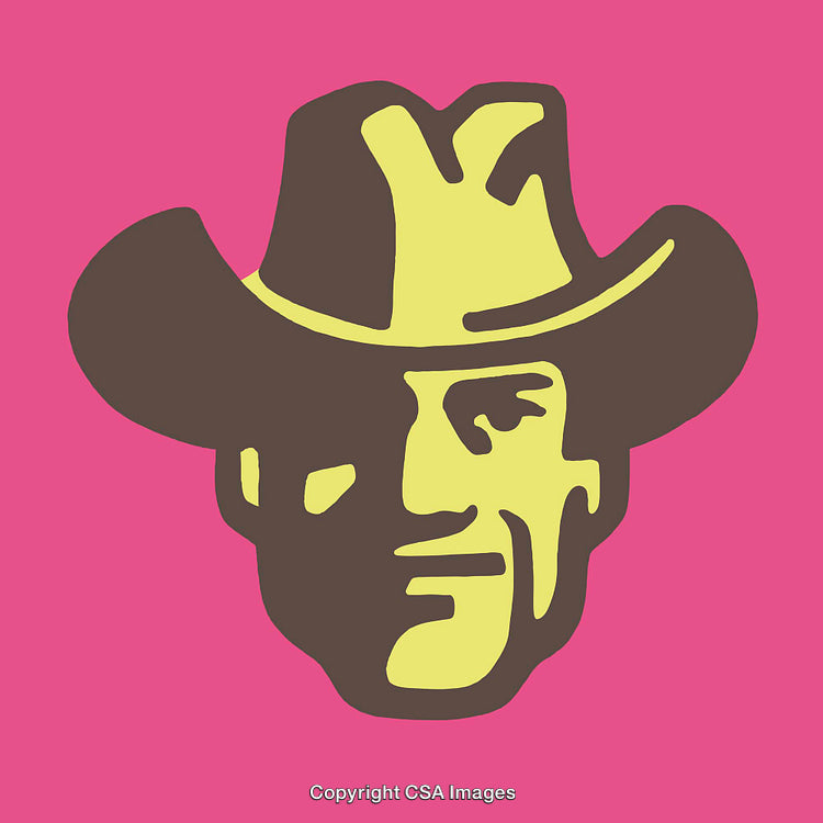 Stylized Cowboy Illustration with Bold Colors and Minimalist Design