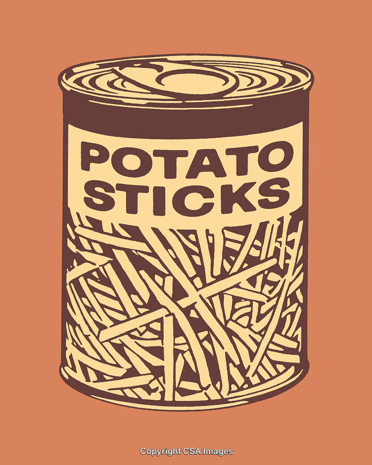 Vintage Illustration of a Potato Sticks Can on a Solid Background