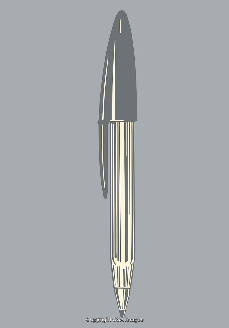 Stylized Pen Illustration in Minimalistic Line Art Style on Gray Background