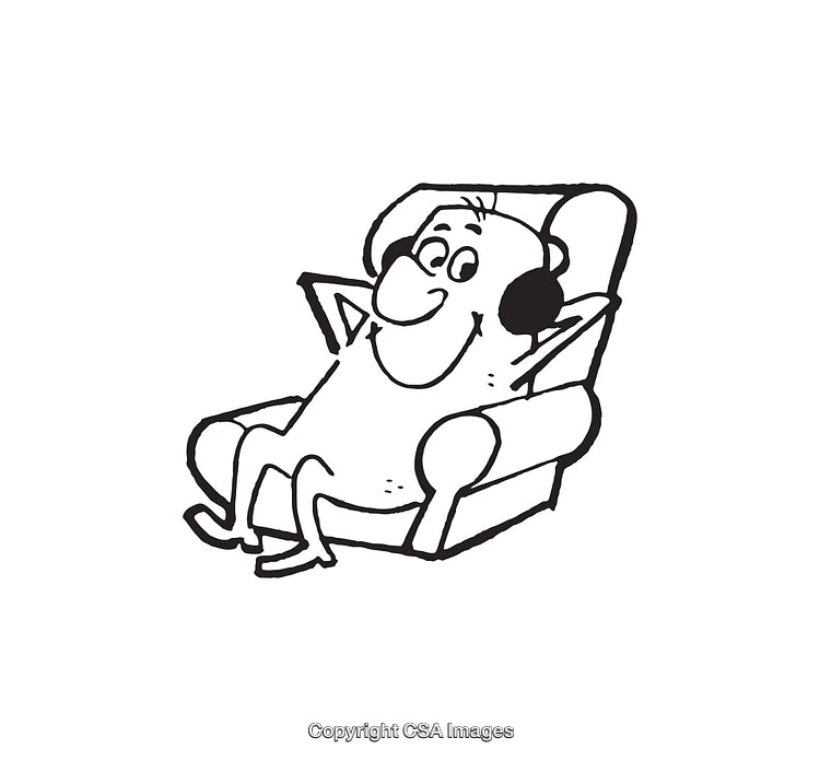 Simple Line Art of a Relaxing Person on a Comfortable Chair