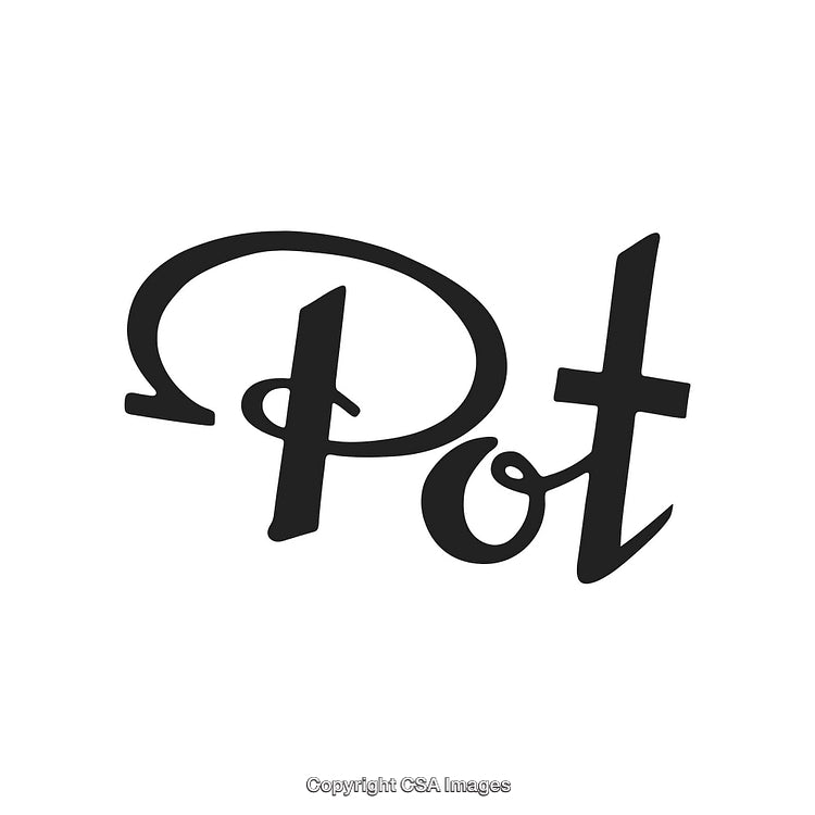 Stylized Calligraphy Design Featuring the Decorative Word 'Pot' in Black Font
