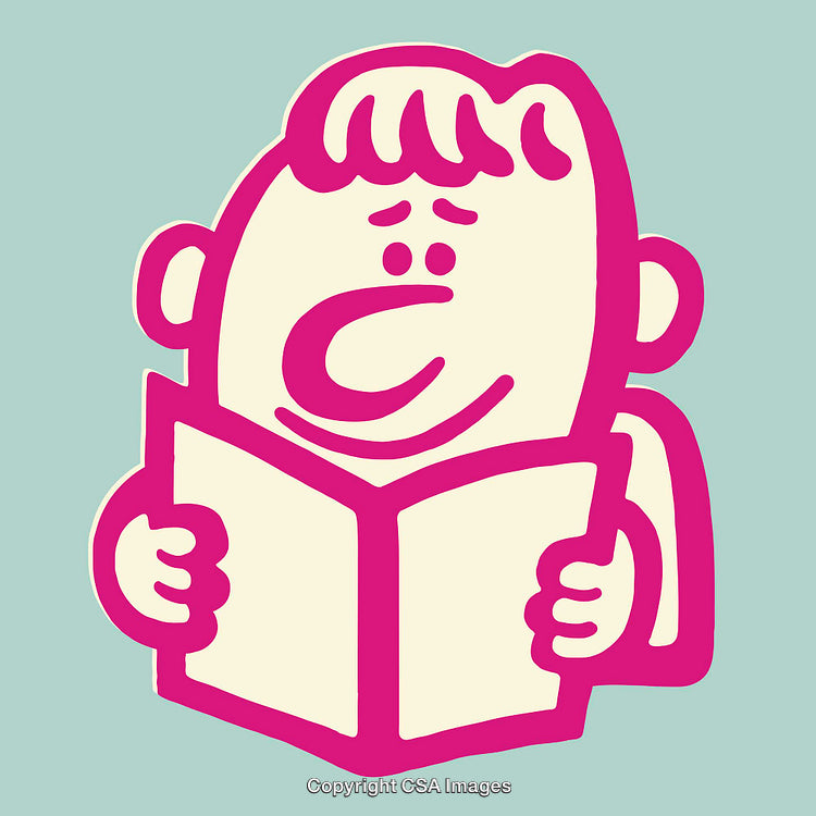 Colorful Line Art Illustration of a Person Reading a Book