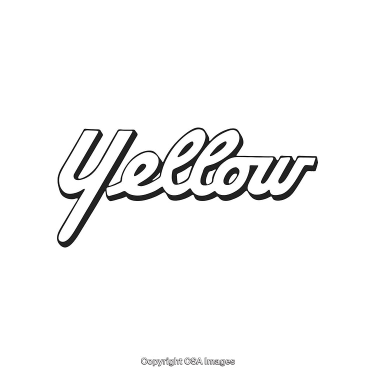 Stylish Black and White Design Featuring the Word Yellow in Handwritten Typography