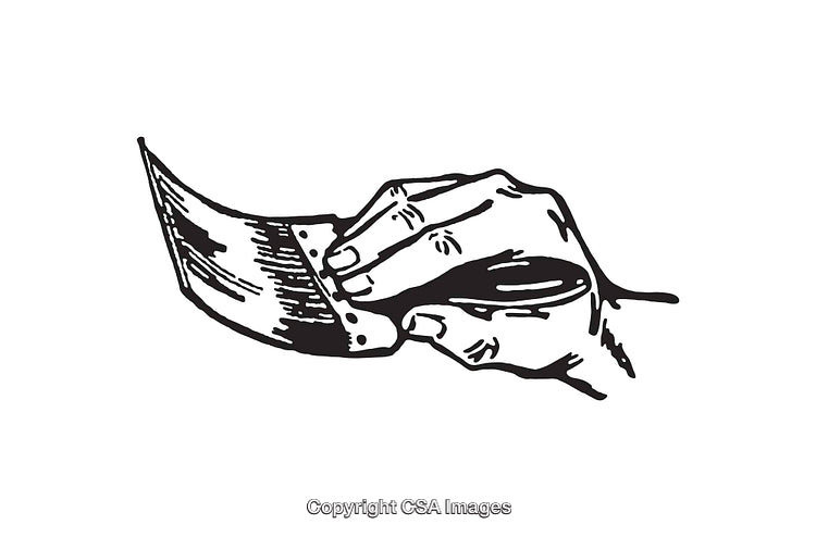 Black and White Line Art of a Hand Holding a Cleaver