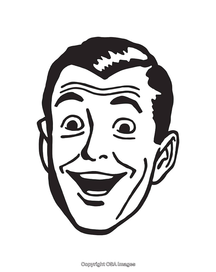 Retro Style Black And White Smiling Face Drawing Illustration