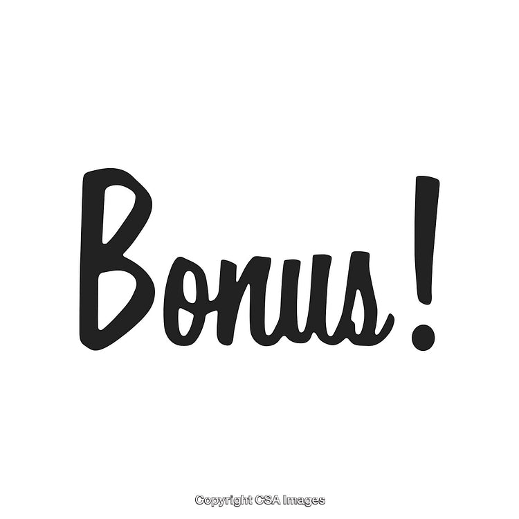 Black Bonus Text Sign on White Background in Handwritten Font Style