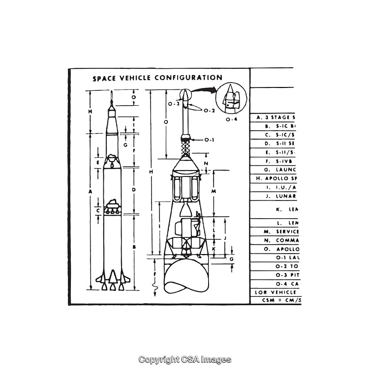Detailed Black and White Diagram of Space Vehicle Configuration