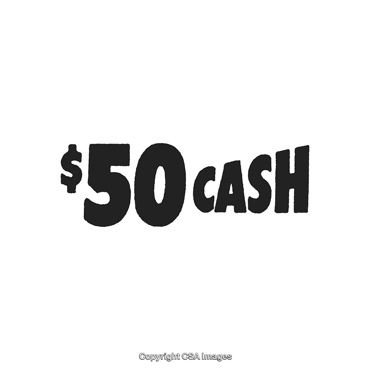 $50 Cash Typography on White Background for Financial Advertising