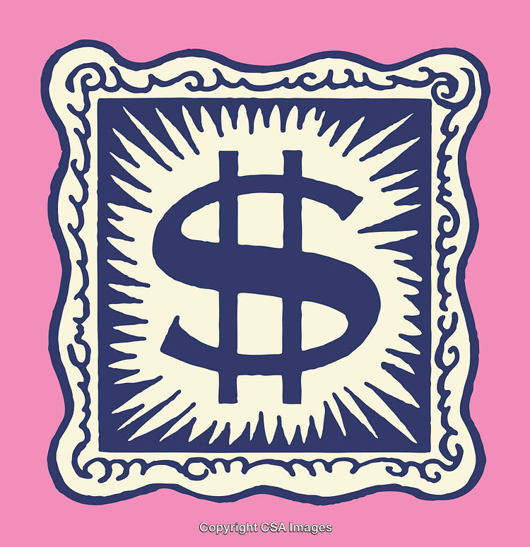 Bold Dollar Symbol with Decorative Border on Vibrant Pink Background