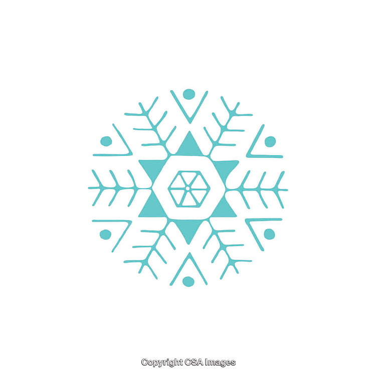 Stylized Turquoise Snowflake Design on a White Background