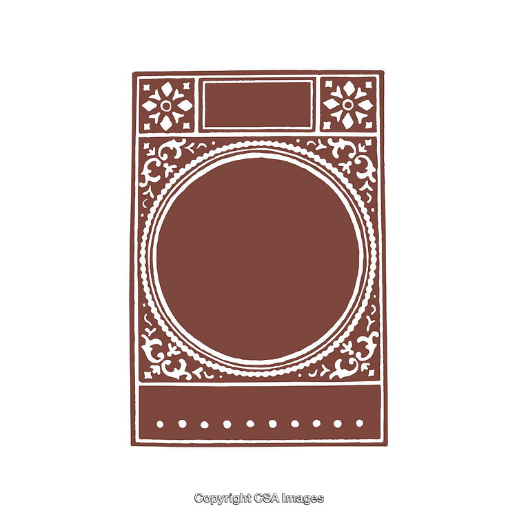 Artistic Brown and White Border Illustration with Ornate Circle Design