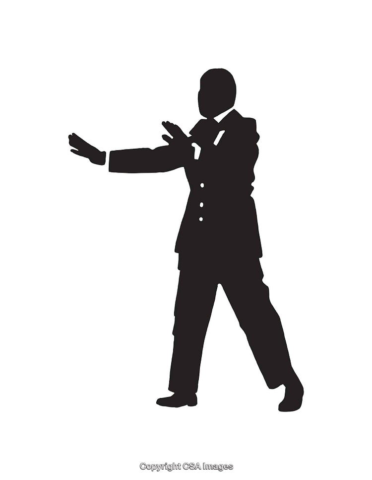 Silhouette of a Businessman in a Formal Gesture