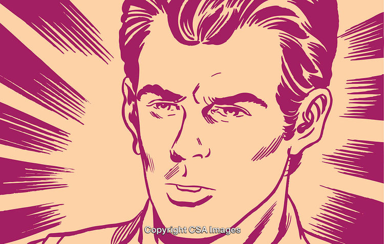 Stylized Retro Male Portrait Illustration in Vintage Comic Art Style