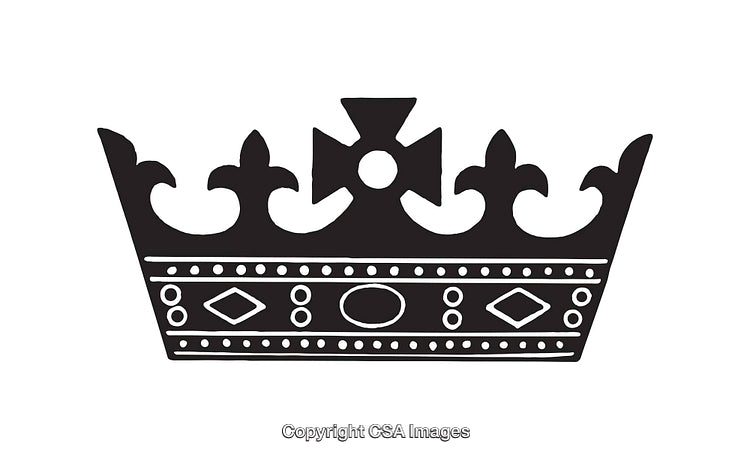 Black And White Line Art Illustration of a Regal Crown Symbol