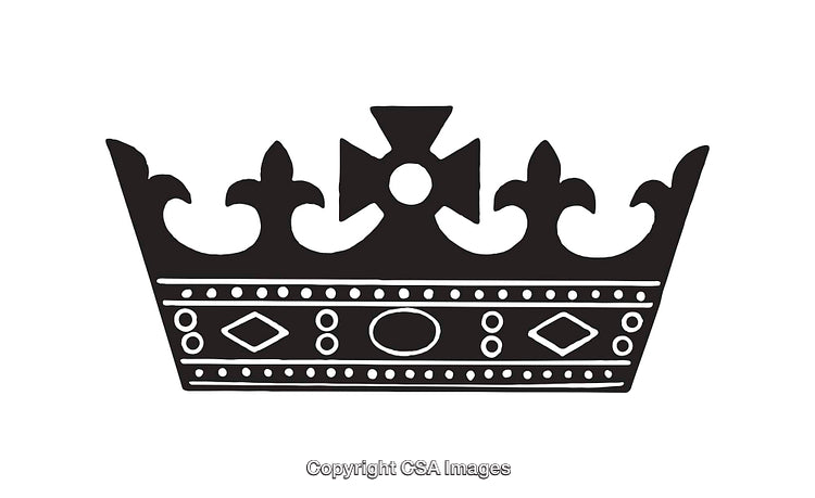 Black And White Line Art Illustration of a Regal Crown Symbol