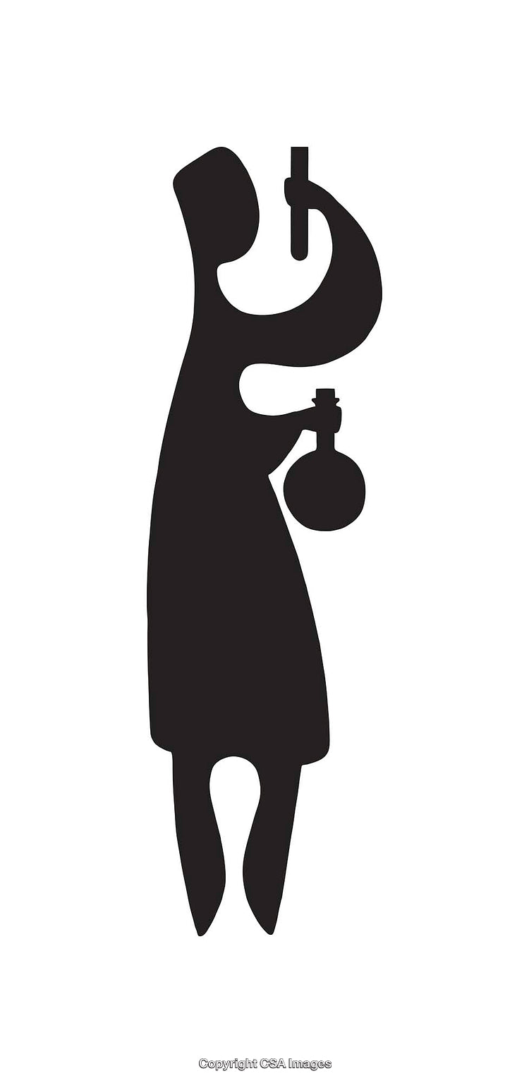 Silhouette Icon of a Scientist Holding Flask and Test Tube