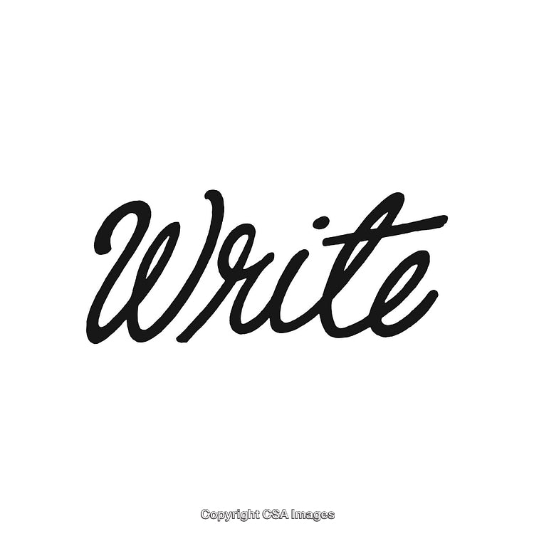 Elegant Black Handwritten Lettering of the Word Write on a White Background