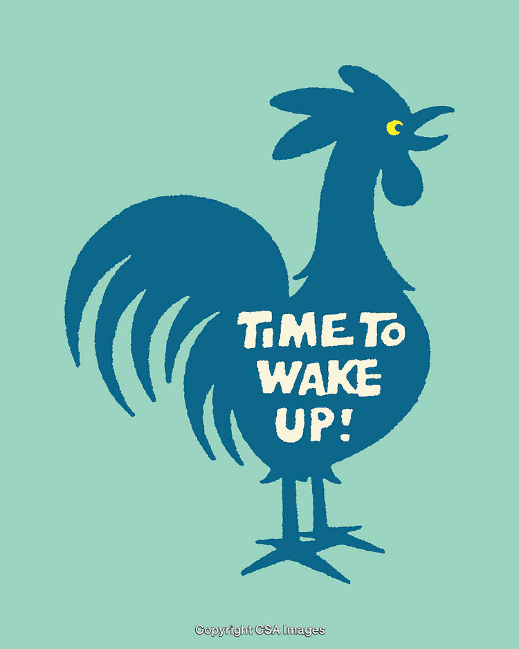 Silhouette of a Rooster With Motivational Wake-Up Text