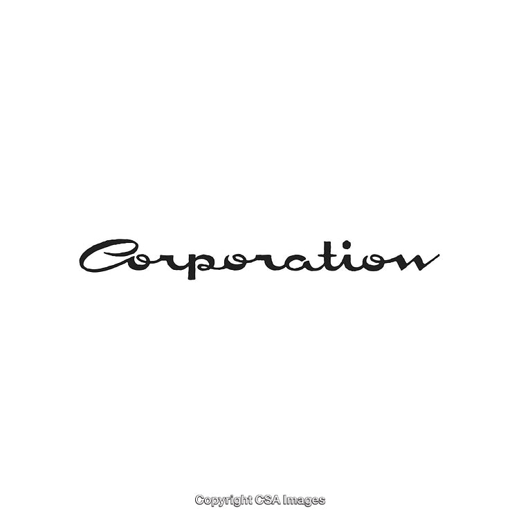 Stylized Handwritten Word 'Corporation' in Black on a White Background