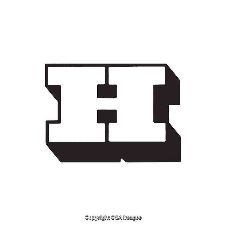 Black and White Block Style Letter H Isolated on White Background
